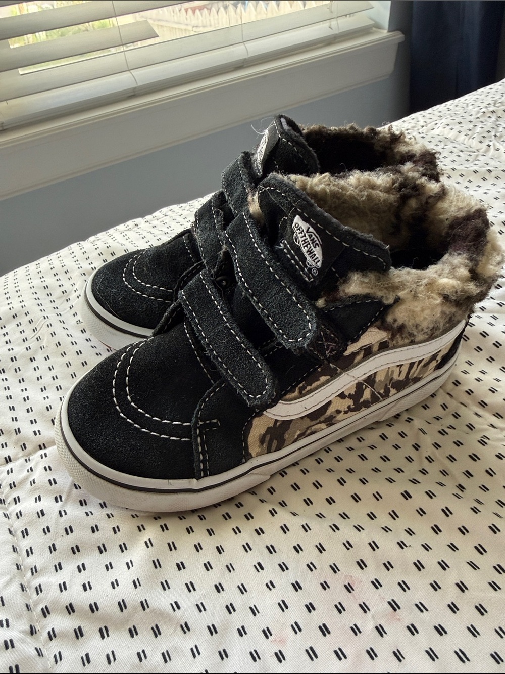 Vans Kids Black Camo Sherpa High-Top Sneakers